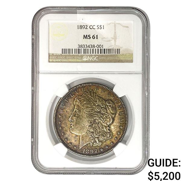 1892-CC Morgan Silver Dollar NGC MS61