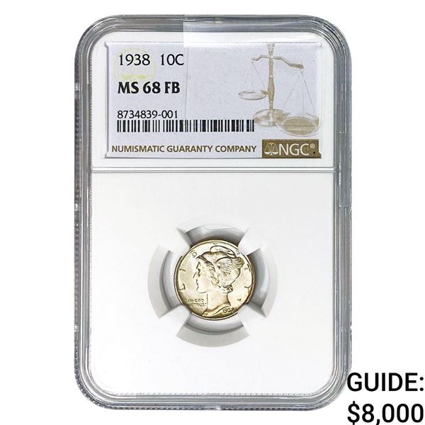 1938 Mercury Silver Dime NGC MS68 FB