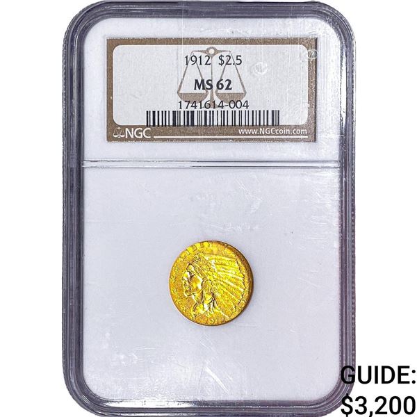 1921 $2.50 Gold Quarter Eagle NGC MS62