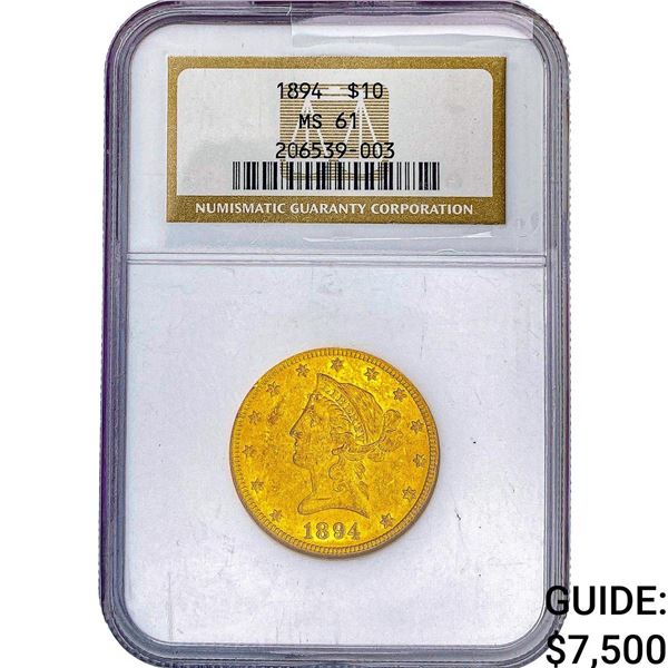 1894 $10 Gold Eagle NGC MS61