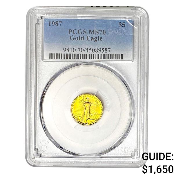 1987 1/10oz Gold Eagle $5 PCGS MS70
