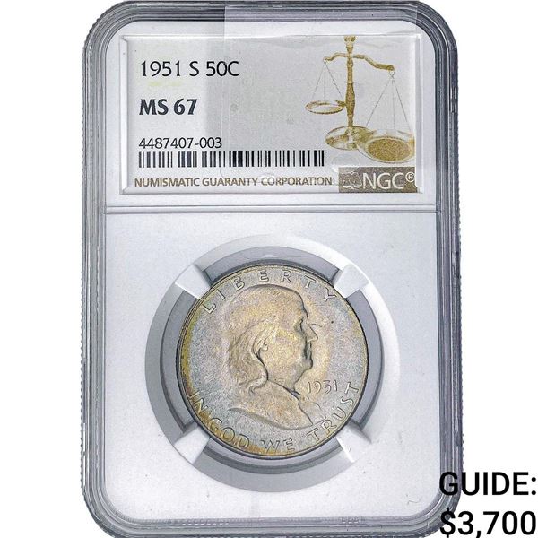 1951-S Franklin Half Dollar NGC MS67
