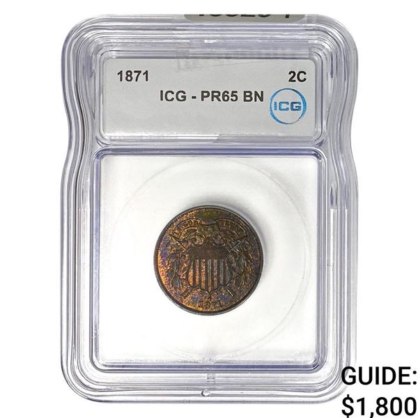 1871 Two Cent Piece ICG PR65 BN