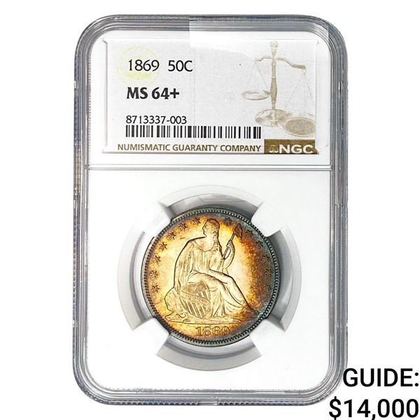 1869 Seated Liberty Half Dollar NGC MS64+
