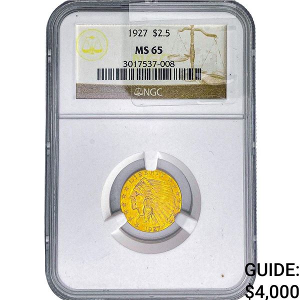 1927 $2.50 Gold Quarter Eagle NGC MS65