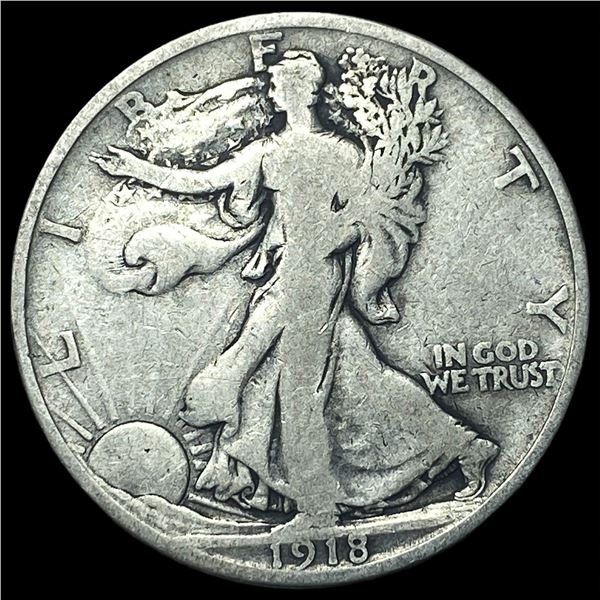 1918-S Silver Walking Liberty Half Dollar  LIGHTLY CIRCULATED