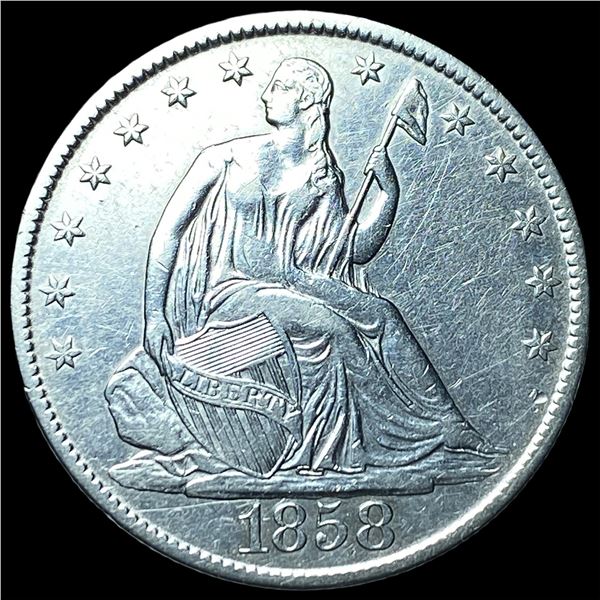 1858-O Silver Seated Liberty Half Dollar  CLOSELY UNCIRCULATED