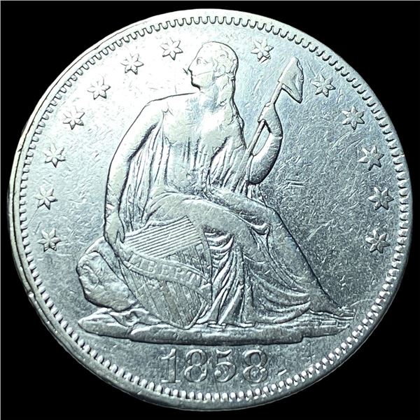 1858 Silver Seated Liberty Half Dollar  LIGHTLY CIRCULATED