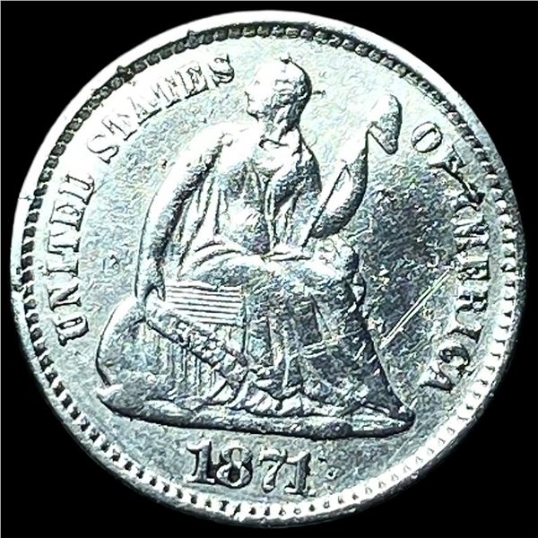 1871 Silver Seated Liberty Half Dime HIGH  GRADE