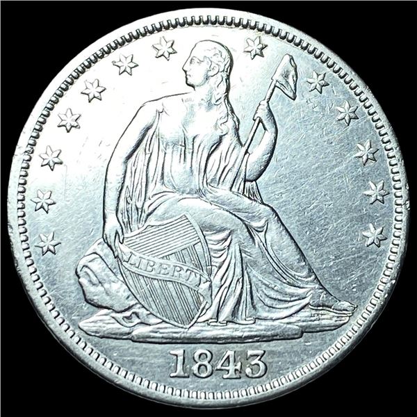 1843 Silver Seated Liberty Half Dollar  CLOSELY UNCIRCULATED