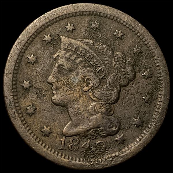 1842 Braided Hair Large Cent NICELY CIRCULATED