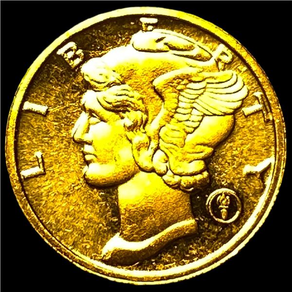 1/10 oz .9999 Gold Round by Money Metals Exchange. SUPERB GEM BU