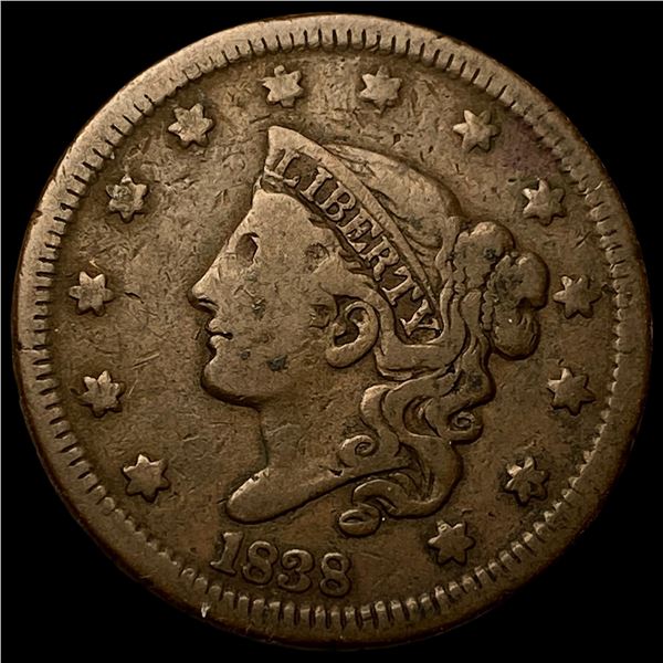 1838 Coronet Head Large Cent LIGHTLY CIRCULATED