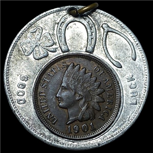 1901 Indian Head Cent (in good luck token) CLOSELY UNCIRCULATED