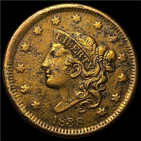 1838 Coronet Head Large Cent LIGHTLY CIRCULATED