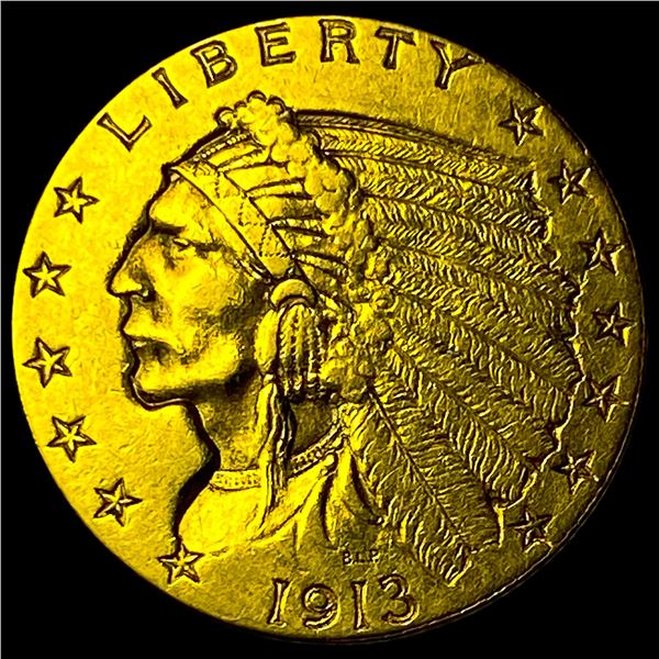 1913 Indian Head Gold $2.5 Quarter Eagle  CLOSELY UNCIRCULATED