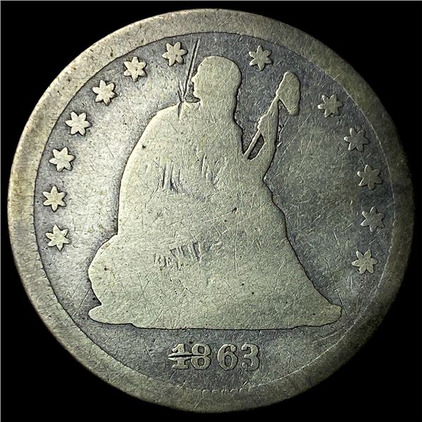1863 Seated Liberty Quarter LIGHTLY  CIRCULATED