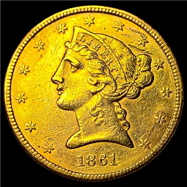 1861 Gold $5 Half Eagle CHOICE AU