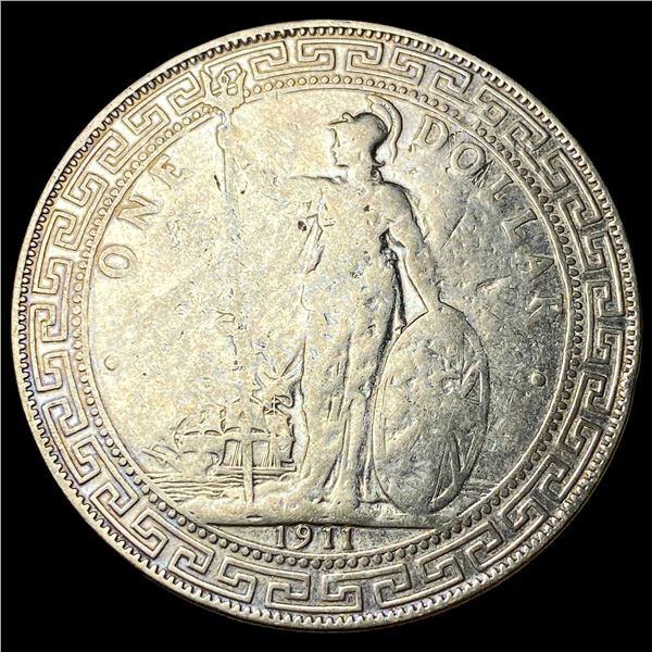 1911 Silver Trade Dollar (China-British).  LIGHTLY CIRCULATED