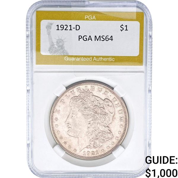 1921-D Morgan Silver Dollar PGA MS64