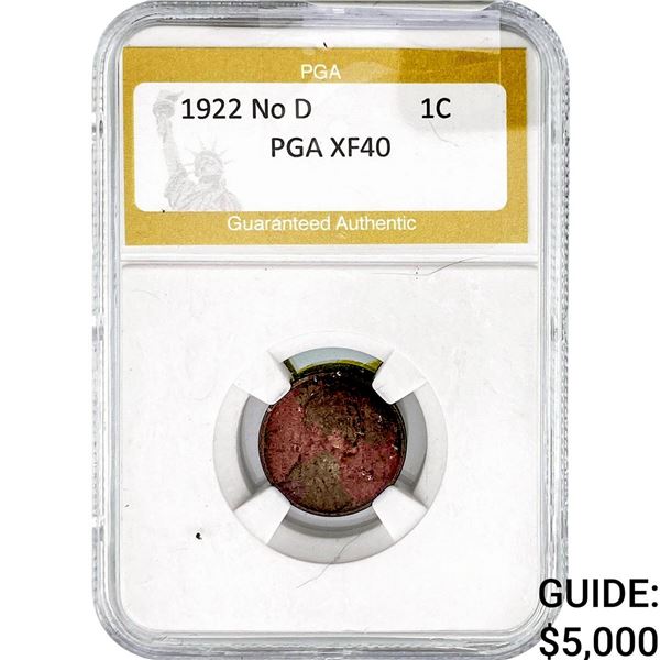 1922 Wheat Cent PGA XF40 No D