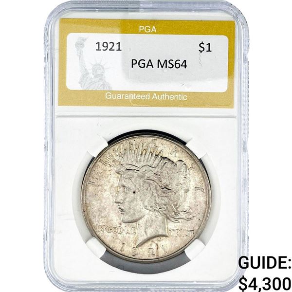 1921 Silver Peace Dollar PGA MS64