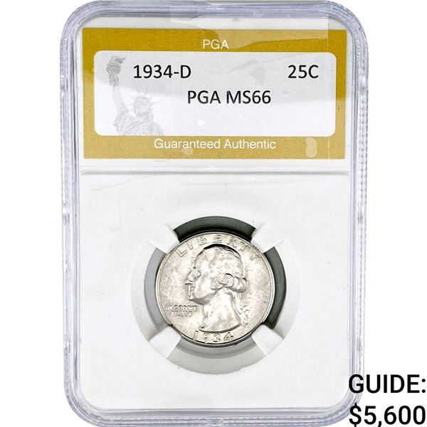 1934-D Washington Silver Quarter PGA MS66