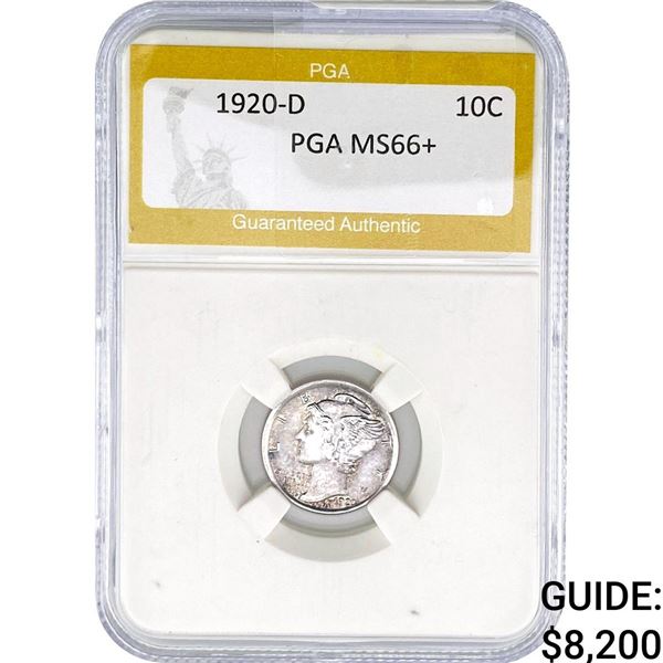 1920-D Mercury Silver Dime PGA MS66+