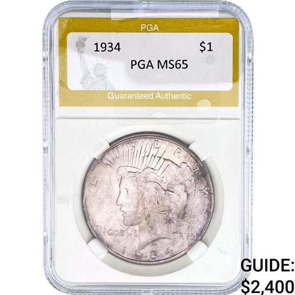 1934 Silver Peace Dollar PGA MS65