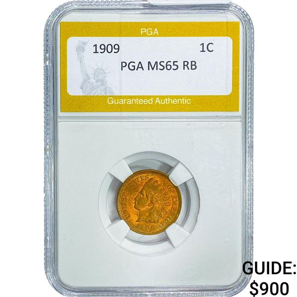 1909 Indian Head Cent PGA MS65 RB
