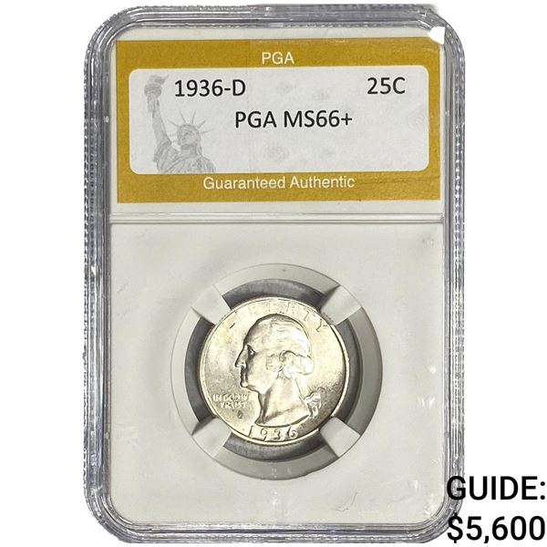 1936-D Washington Silver Quarter PGA MS66+