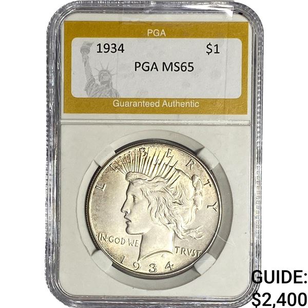 1934 Silver Peace Dollar PGA MS65