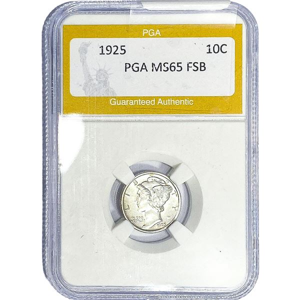 1925 Mercury Silver Dime PGA MS65 FB