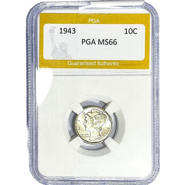 1943 Mercury Silver Dime PGA MS66