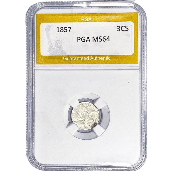 1857 Silver Three Cent PGA MS64