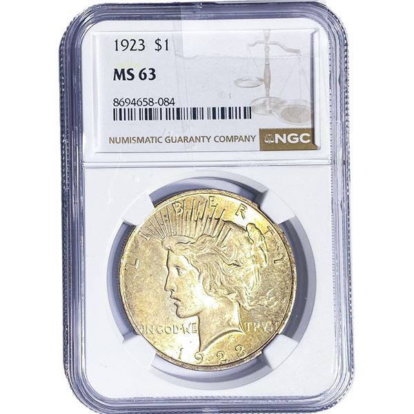 1923 Silver Peace Dollar NGC MS63