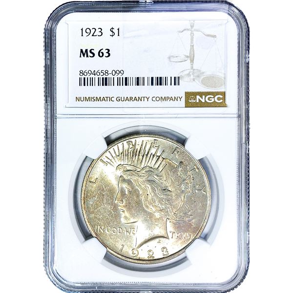 1923 Morgan Silver Dollar NGC MS63