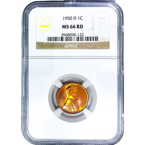 1950-D Wheat Cent NGC MS66 RD
