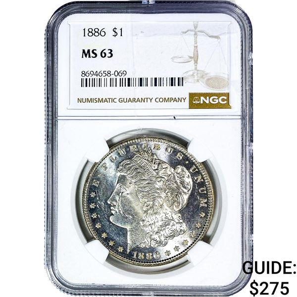 1886 Morgan Silver Dollar NGC MS63