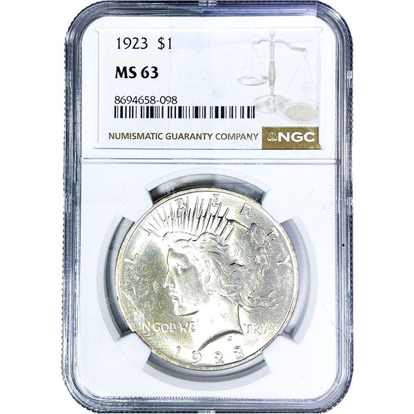 1923 Silver Peace Dollar NGC MS63
