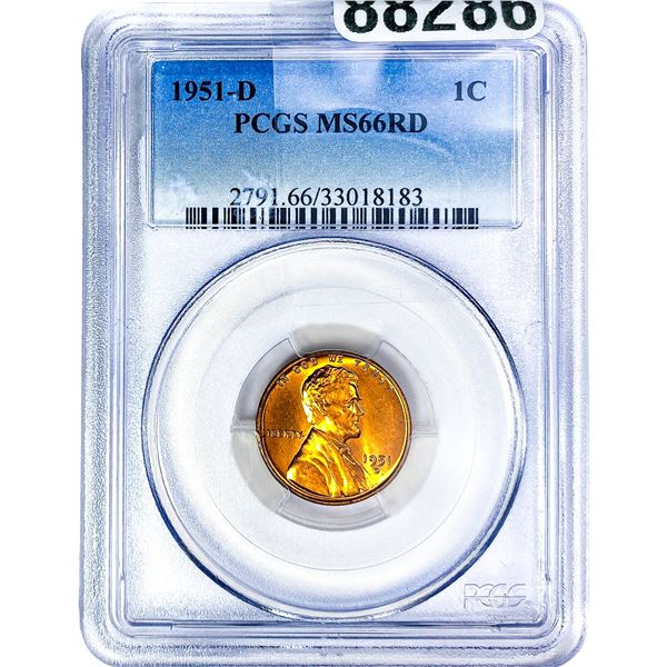 1951-D Wheat Cent PCGS MS66 RD