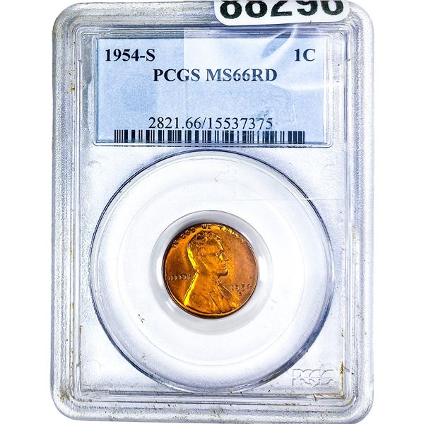 1954-S Wheat Cent PCGS MS66 RD