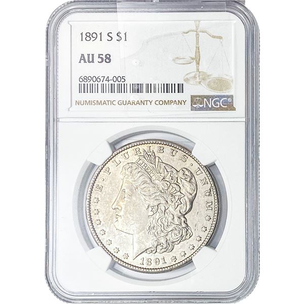 1891-S Morgan Silver Dollar NGC AU58
