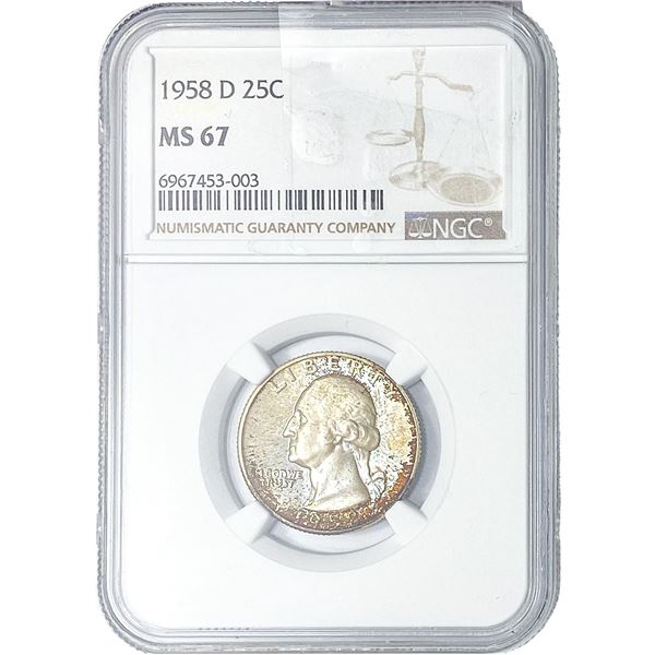 1958-D Washington Silver Quarter NGC MS67