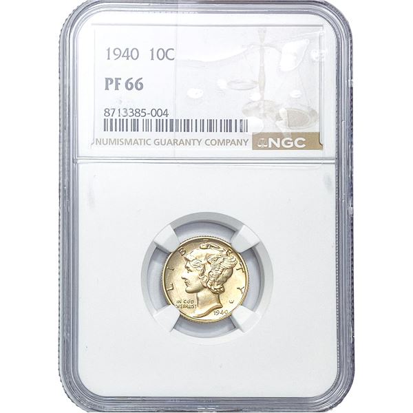 1940 Mercury Silver Dime NGC PF66