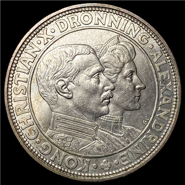1923 Denmark Silver 2 Kroner UNCIRCULATED