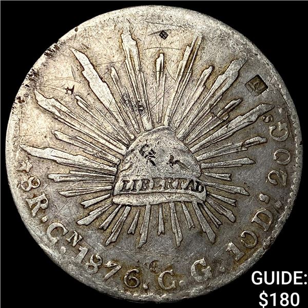 1876 Mexico Silver 8 Reales Chopmarks NEARLY UNCIRCULATED