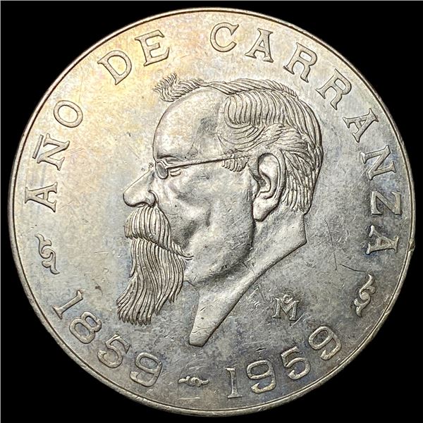 1959 Mexico Silver 5 Pesos CHOICE AU