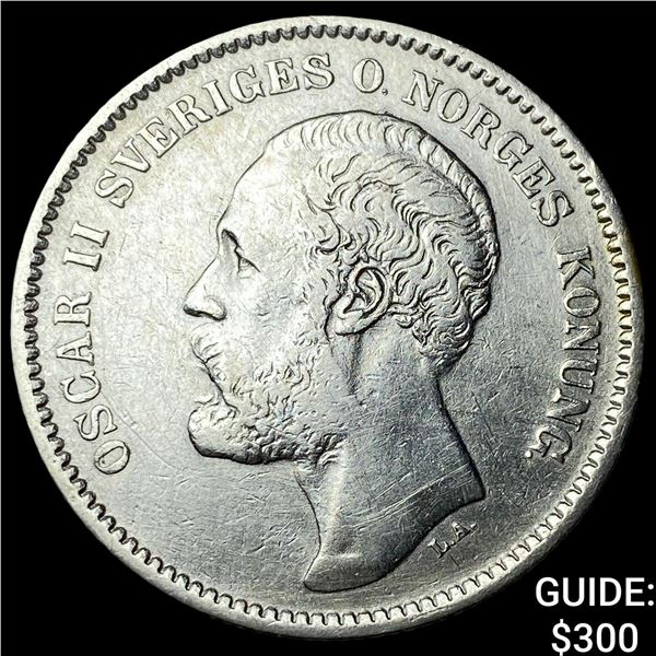 1878 Sweden Silver 2 Kronor