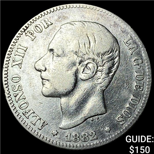1882 Spain SIlver 2 Pestas
